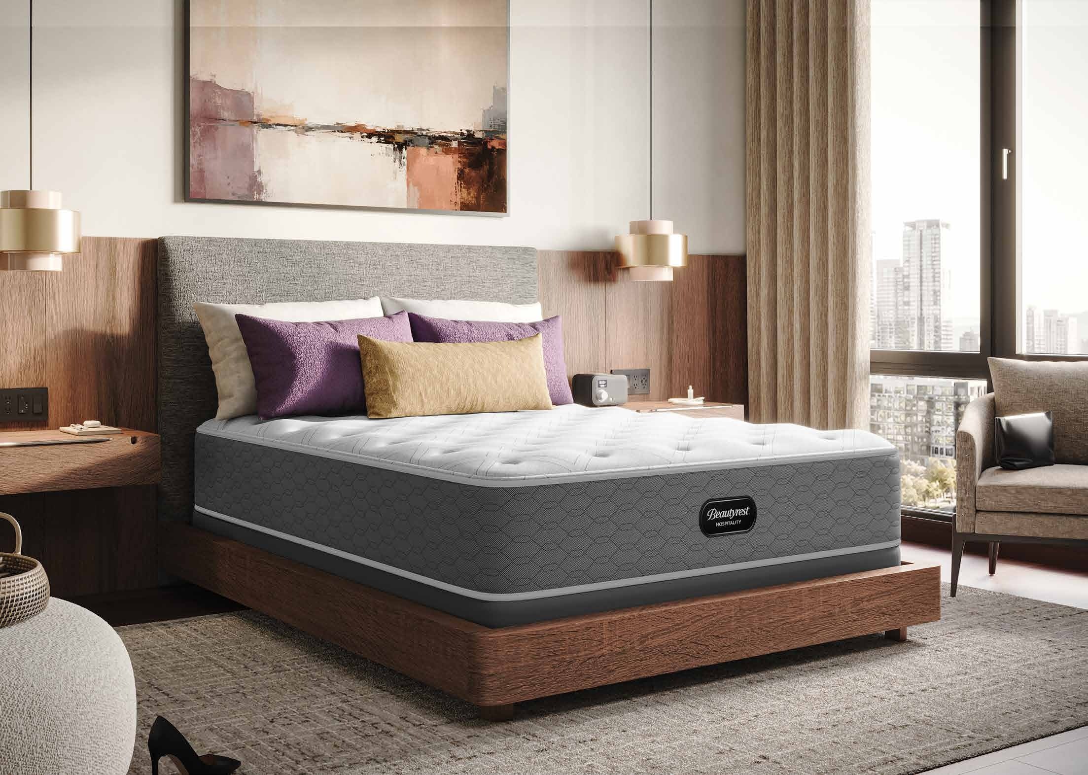 Westbury Plush mattress set dressed in a guest room
