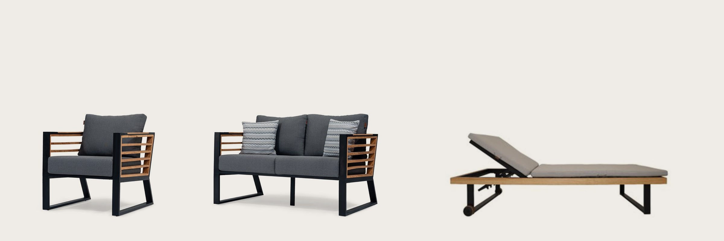 The Coco collection: lounge chair, two-seat sofa and sun lounger