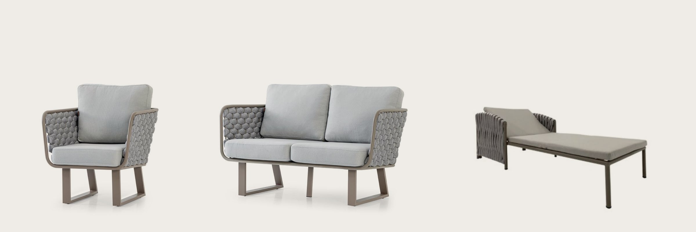 The Maroc collection: lounge chair, two-seat sofa and sun lounger