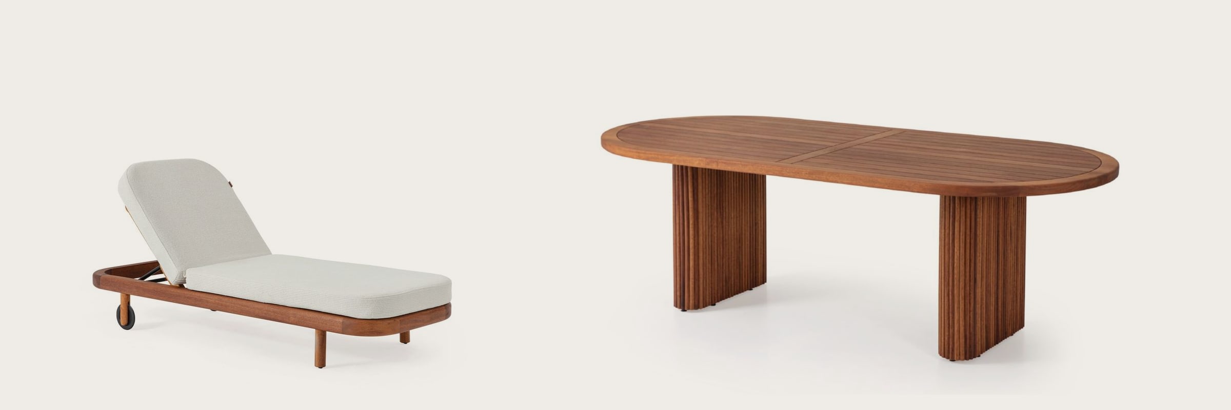 The Prusa collection: sun lounger and dining table in iroko wood